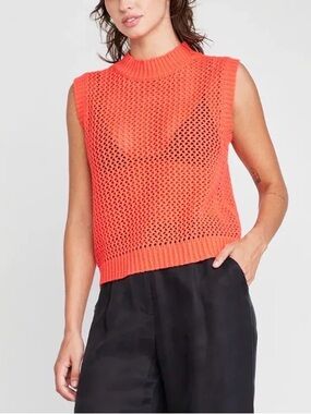 NWOT Self Contrast Dade Crop Coral Knit Sweater Tank